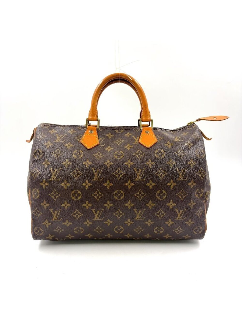 Louis Vuitton Speedy 35 Monogram Leather Brown Handbag Gold